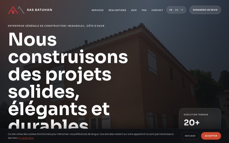 Il sito di Sas Batuhan Bâtiment realizzato da CREO